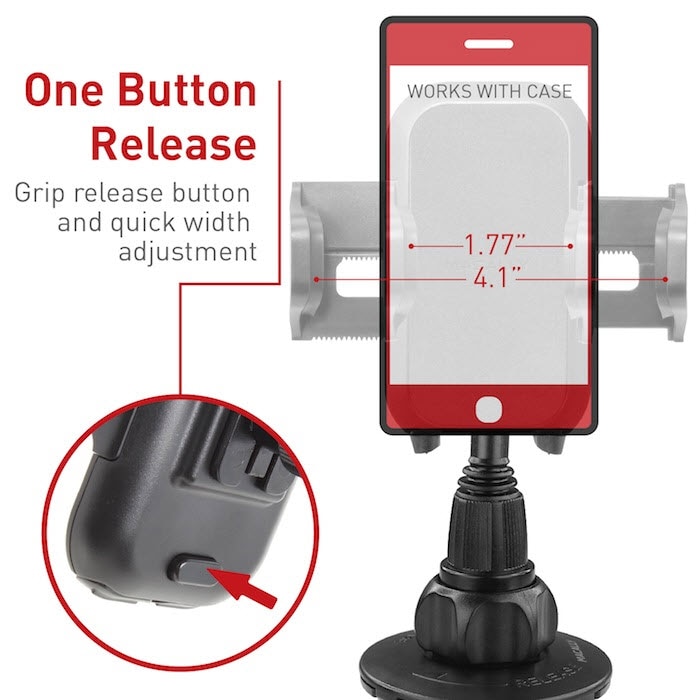 Macally 8 in. ExtraLong Adjustable Automobile Cup Holder Mount for